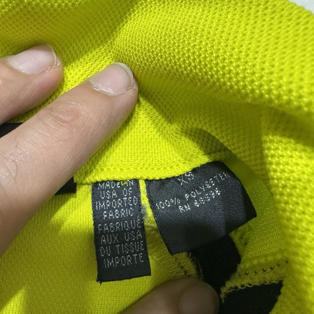 DKNY Sport Neon Yellow 1/4‎ Zip Pullover Mens XS Athletic Y2K Logo